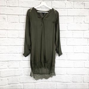 H&M| Women’s Long Sleeve Green Lace Shirt Dress